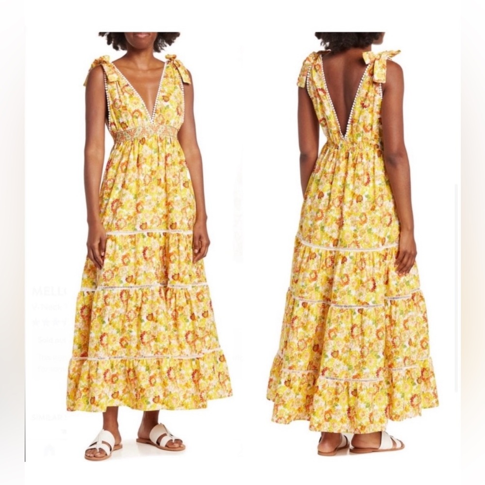 Melloday Maxi Dress Floral Tiered Size small